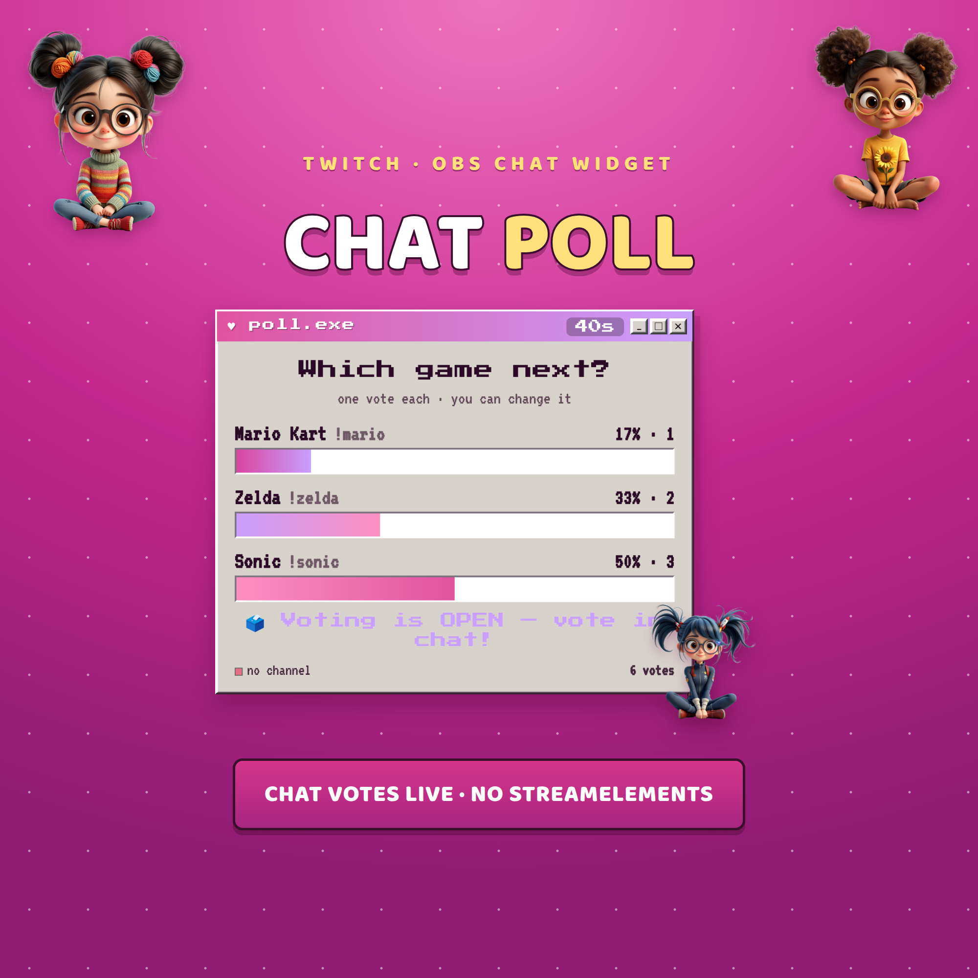 Deep Magenta Chat Poll Widget