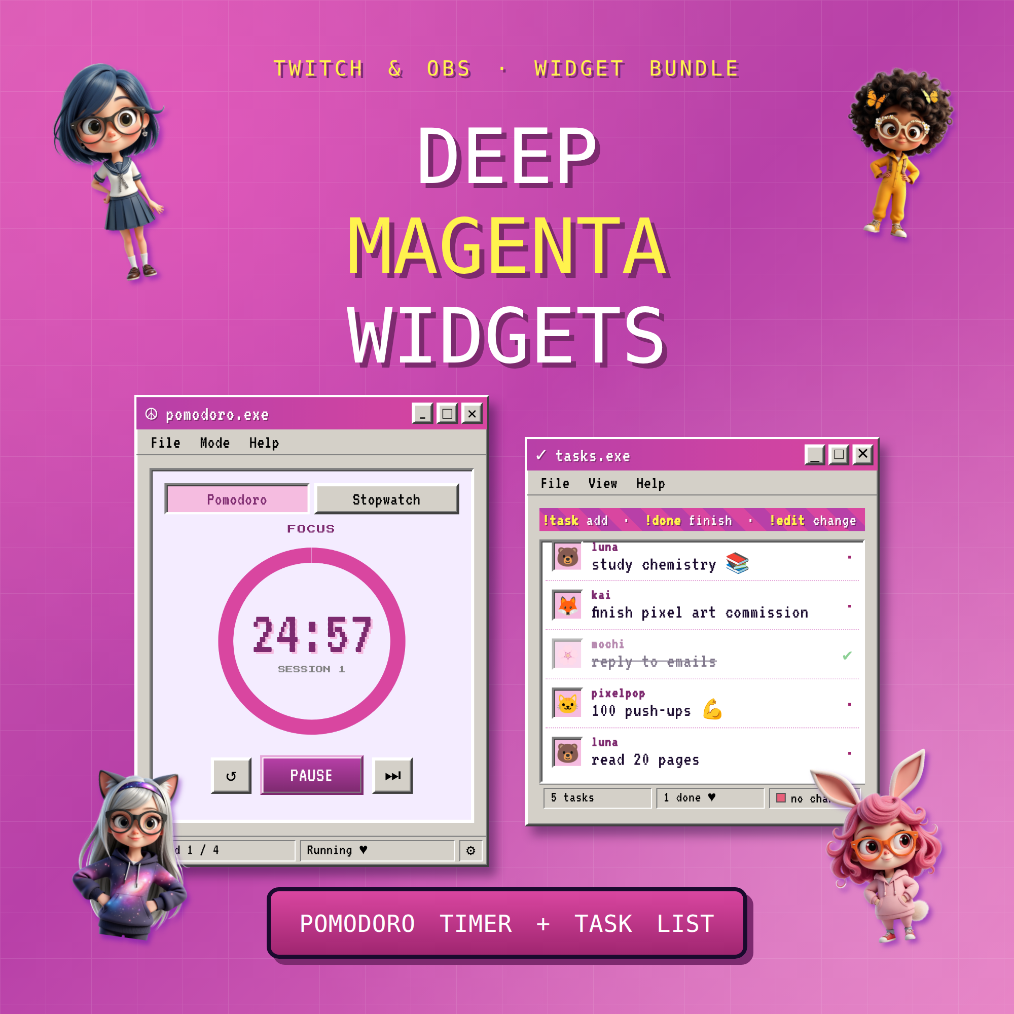 Deep Magenta Girl Stream Widgets