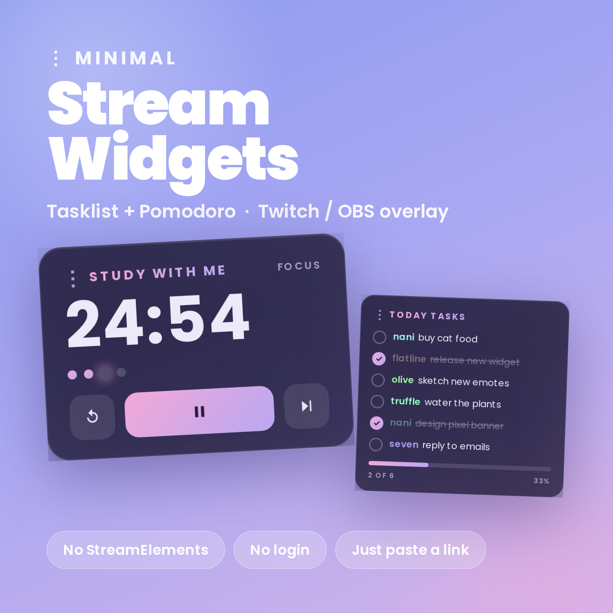 Minimal Stream Widgets