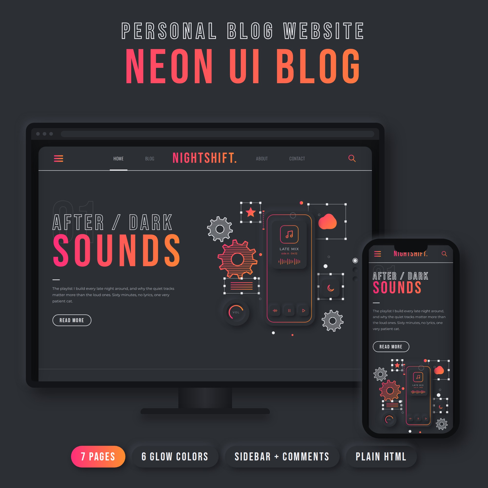 Neon UI Blog Website
