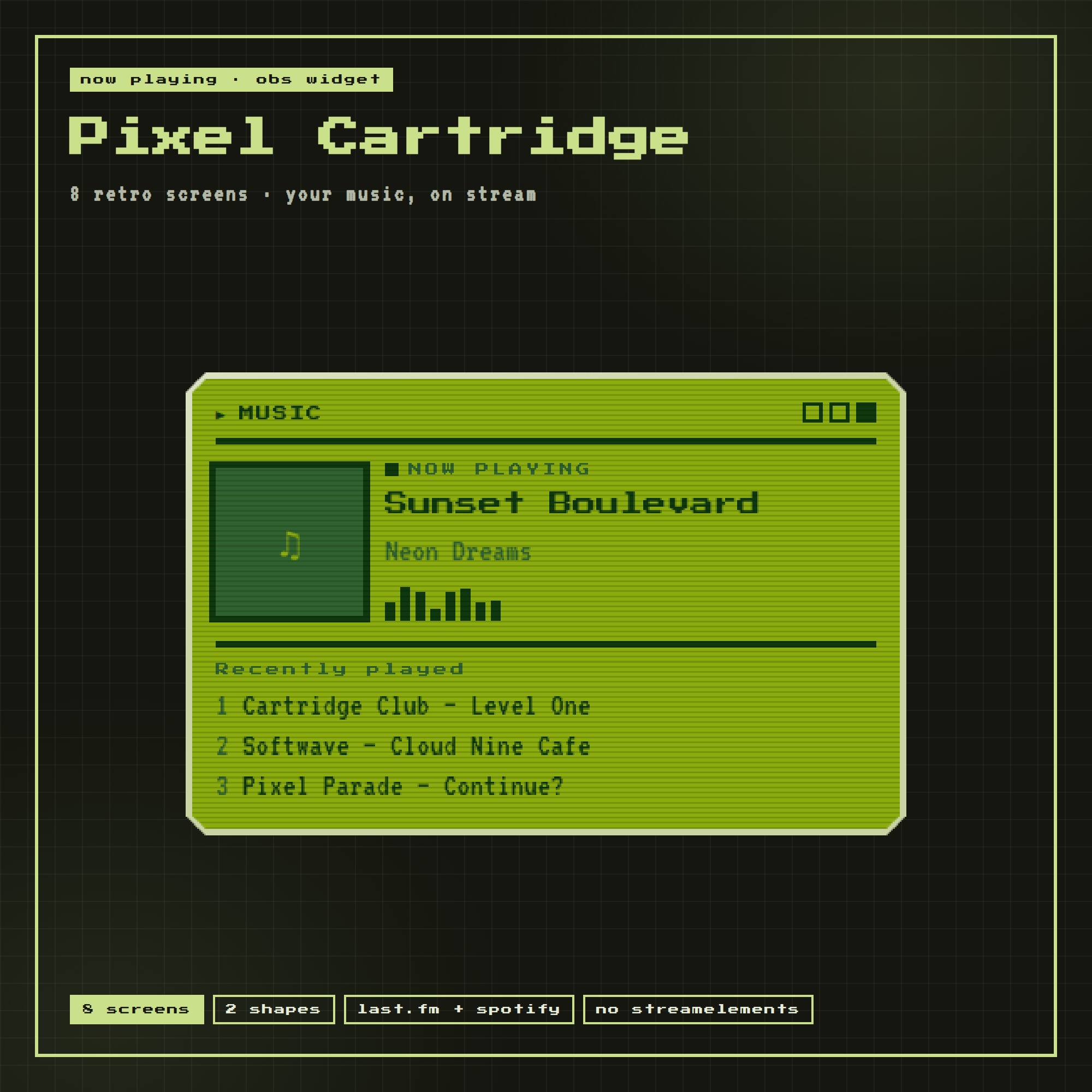 Pixel Cartridge Music Widget