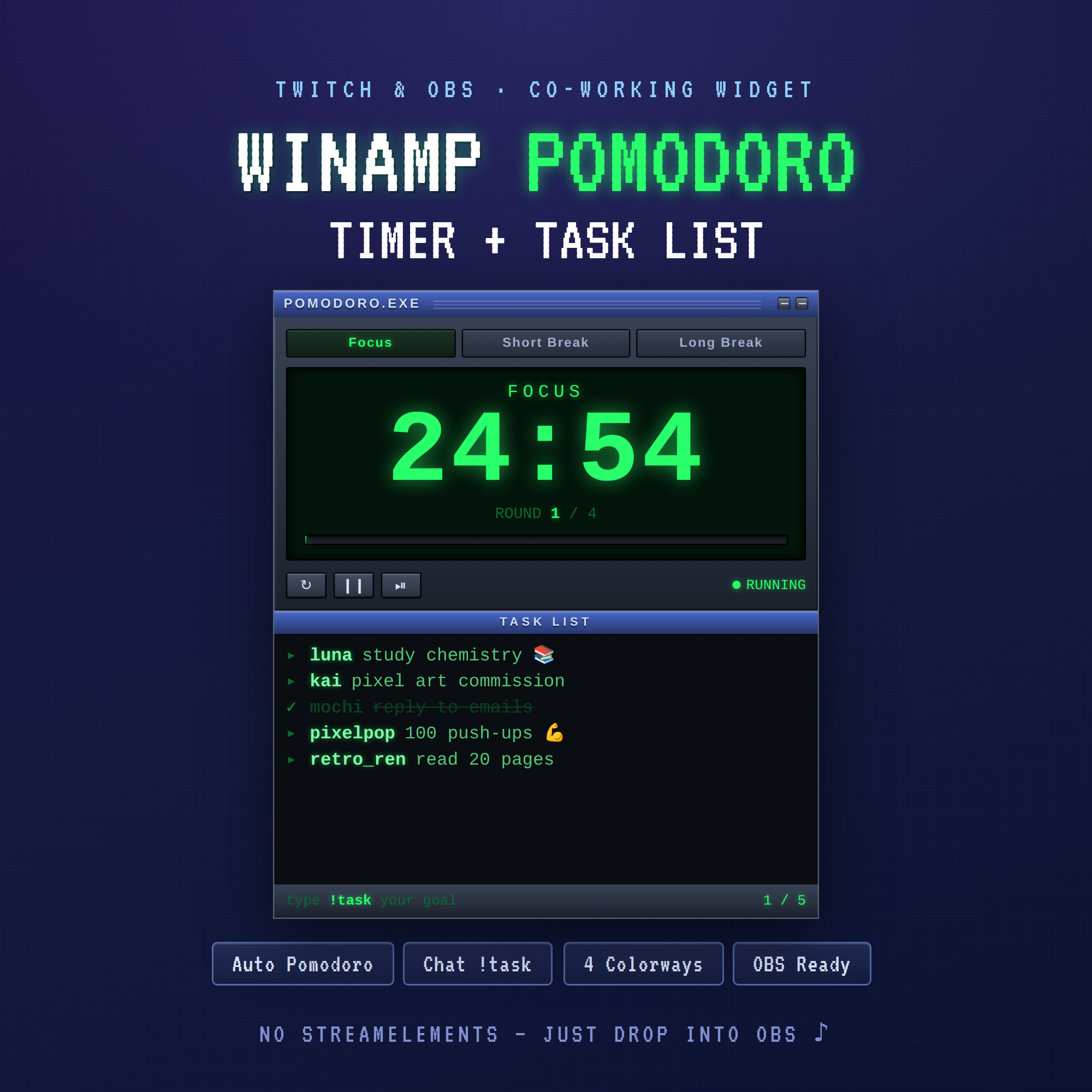 Winamp Pomodoro Timer + Task List