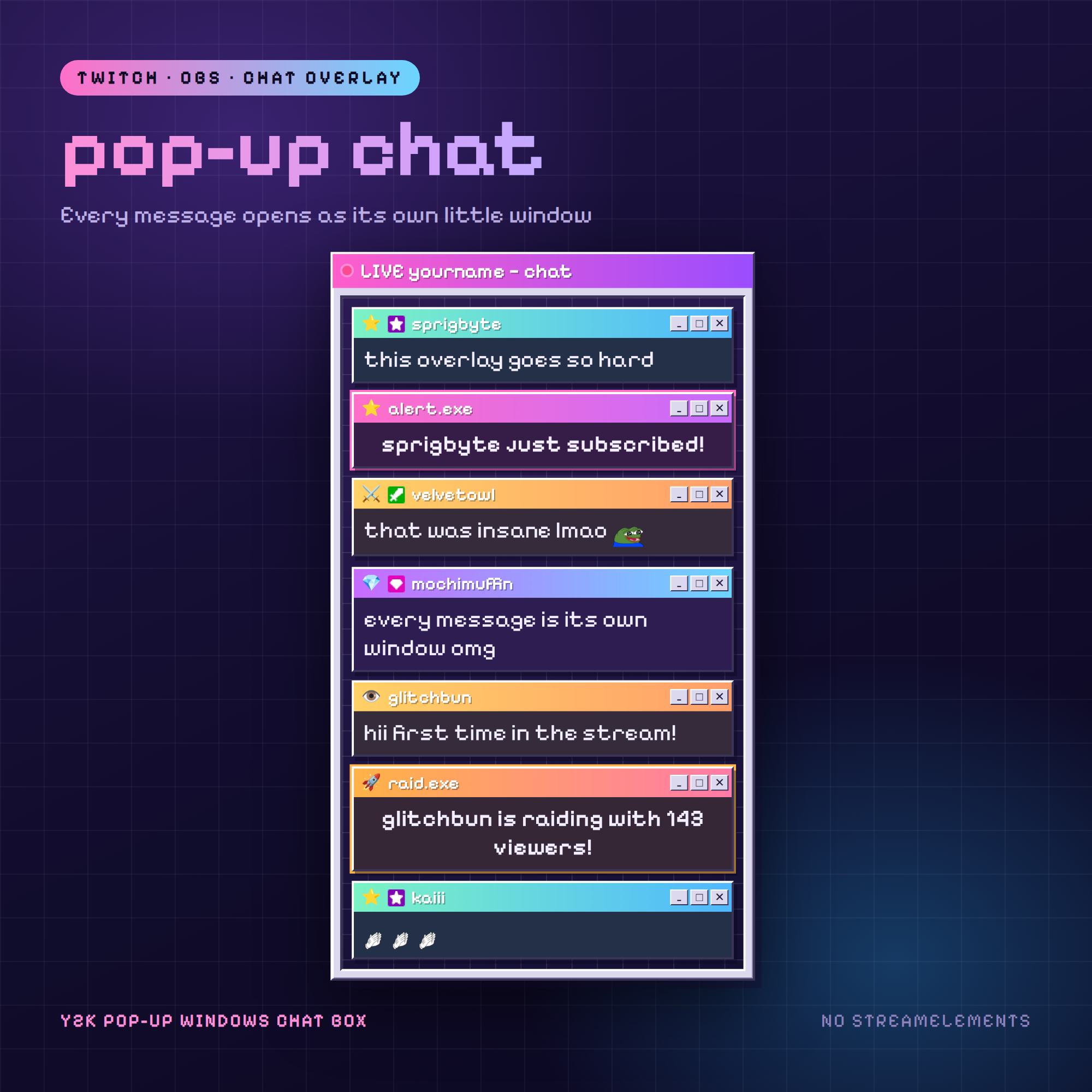 Y2K Pop-Up Windows Chat Box